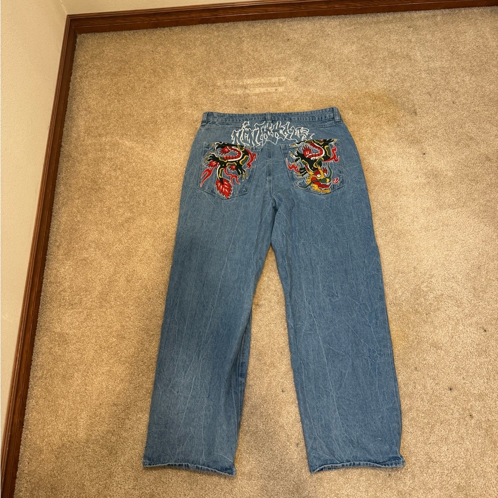 Y2K baggy Ed hardy jeans
